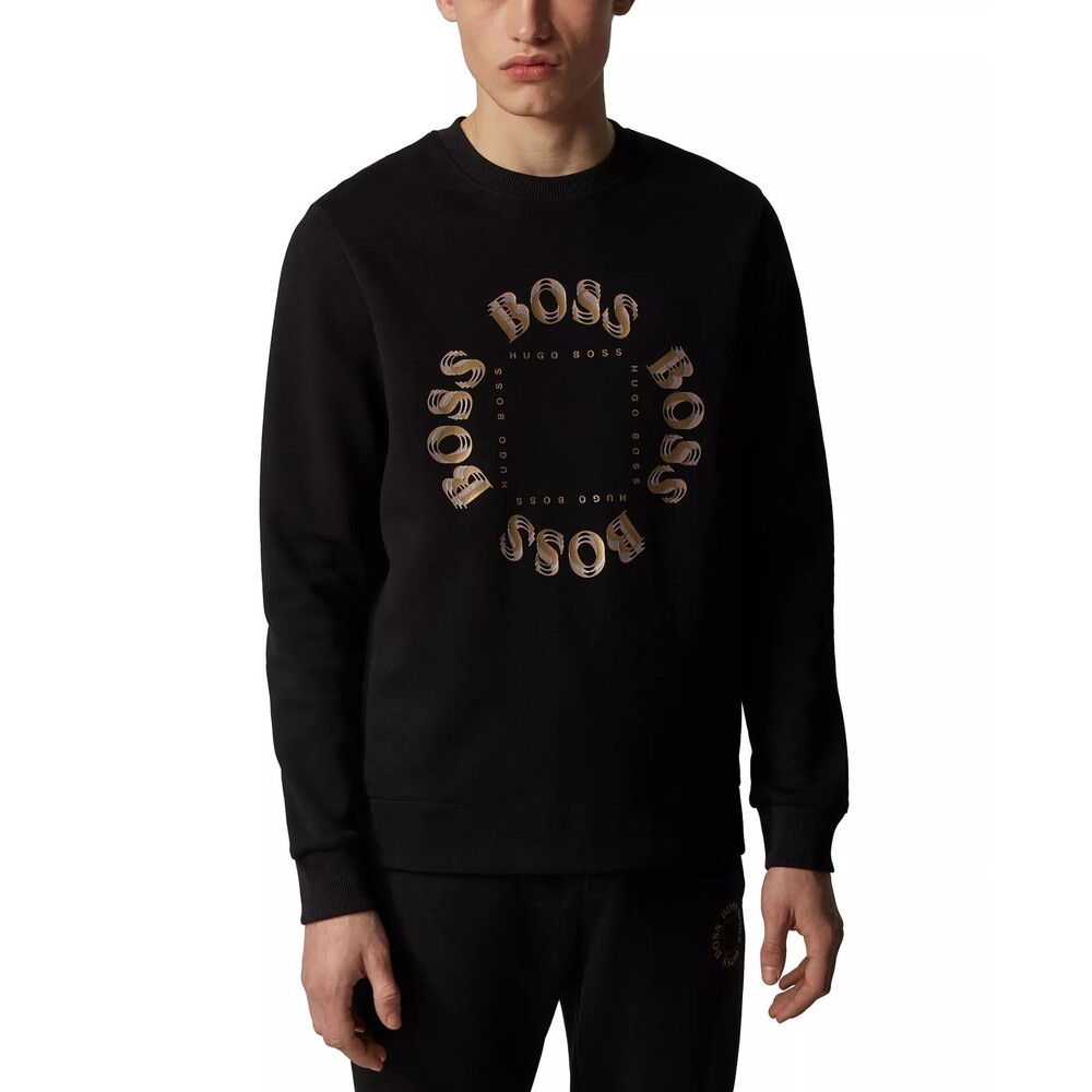 Hugo Boss Men's Salbo Circle Double-Faced Crewneck Sweatshirt Black Size Medium